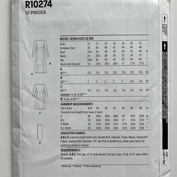 Lot of 4 Recent EASY SEWING PATTERNS New Look R10541 R10279 R10274 R 10286 - Picture 5 of 14